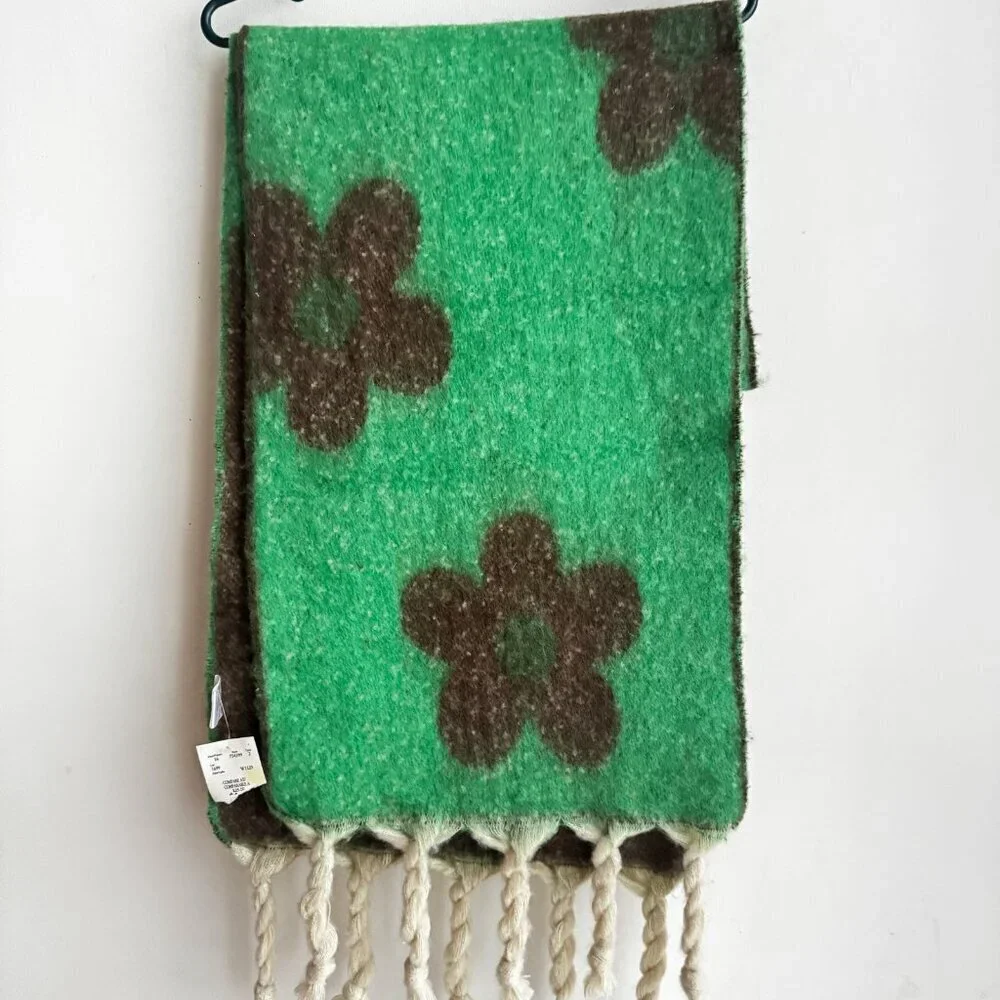 Green Floral Cozy Reversible Large Massive Scarf